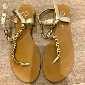Jessica Simpson gold sandals